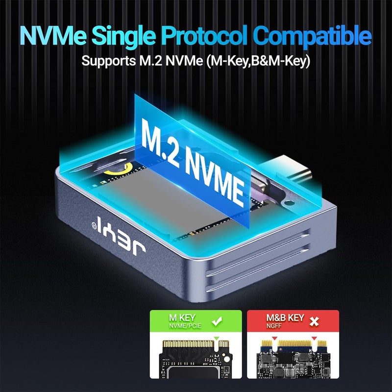 JEYI حاوية 2230 M.2، متصلة مباشرة بدون أسلاك USB C بسرعة 10Gbps، محول حاوية SSD NVMe M.2، سعة قصوى 2 تيرابايت - i9 Zebra 2230C - Image 3